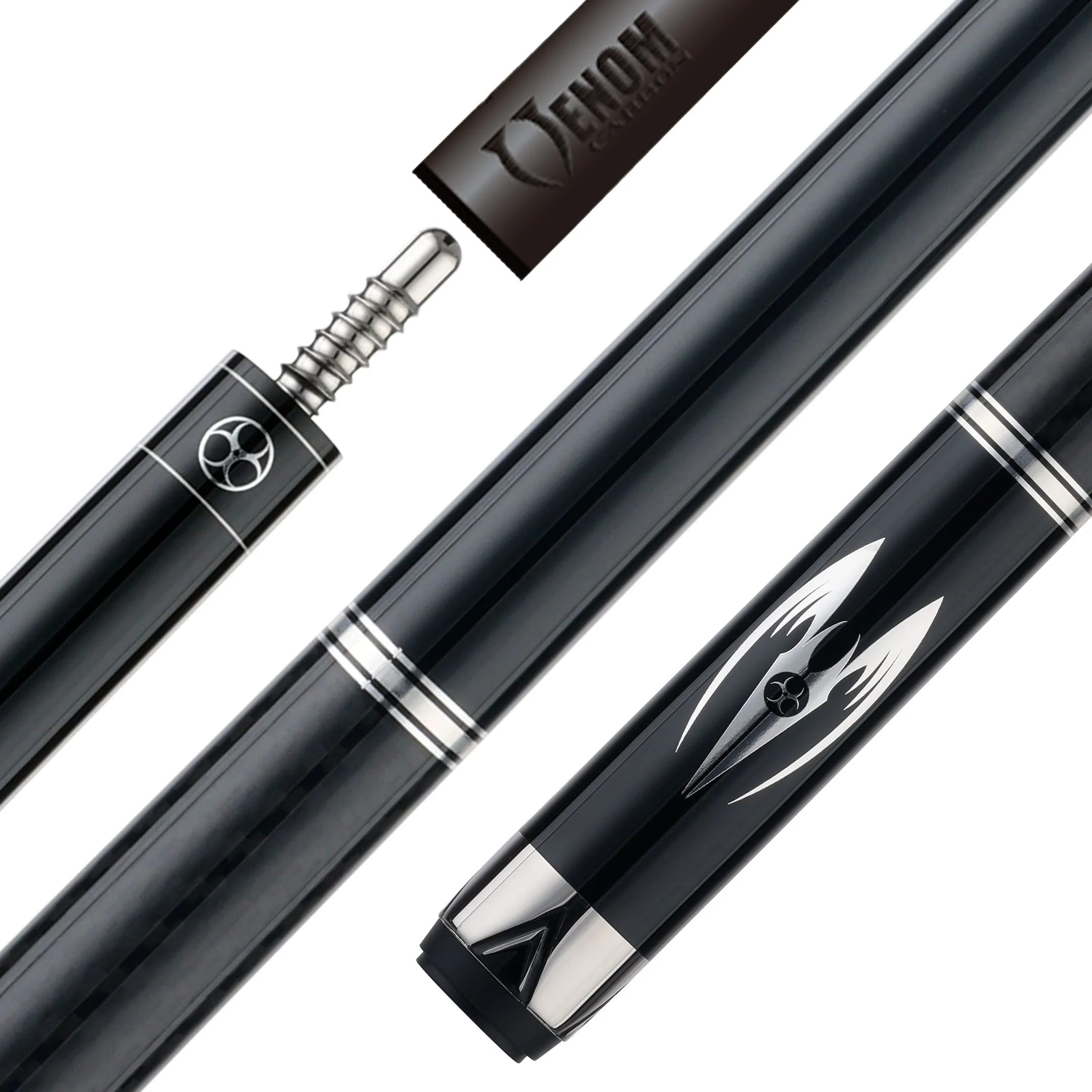 Poison Maelith Pool Cue with Carbon Fiber Shaft - Black/Black - Image 2